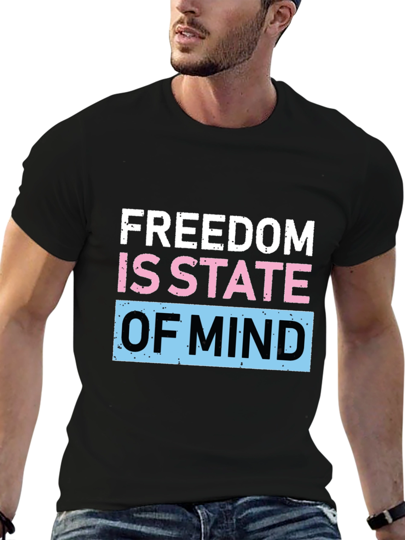 Black Freedom State of Mind Graphic T-Shirt view 6
