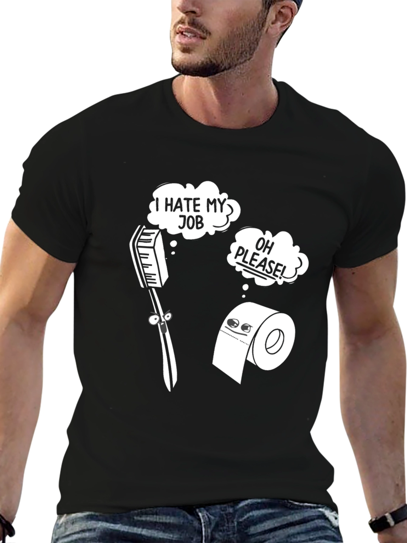 Black Humorous 'I Hate My Job' Graphic Tee view 6