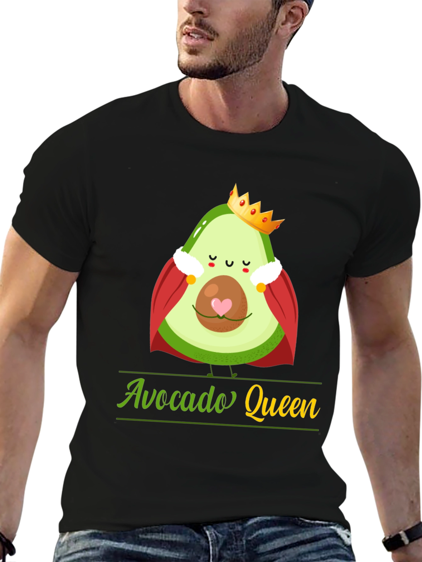 Black Avocado Queen T-Shirt - Funny Fruit Tee view 6