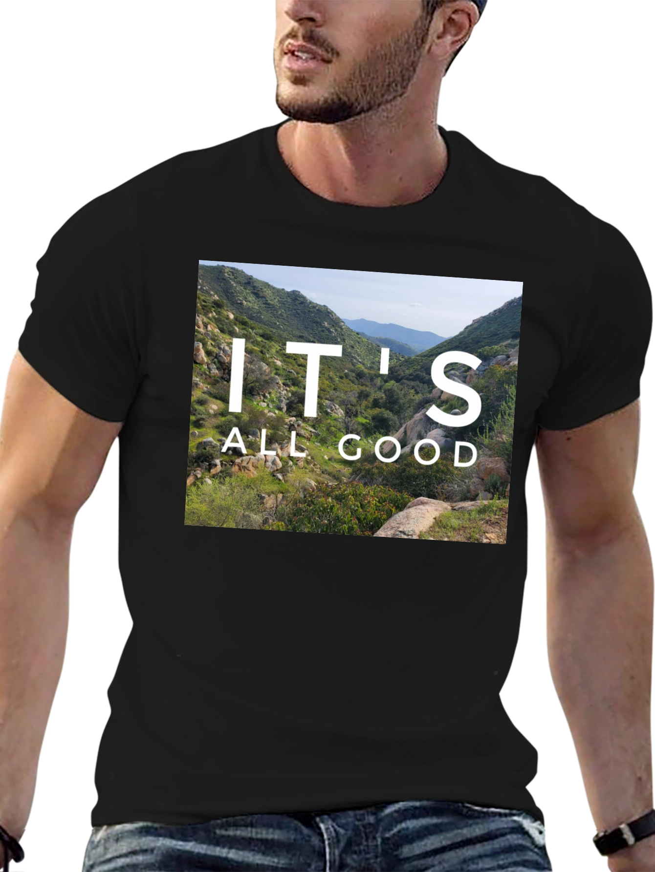 Black It's All Good Mountain Graphic Tee view 6