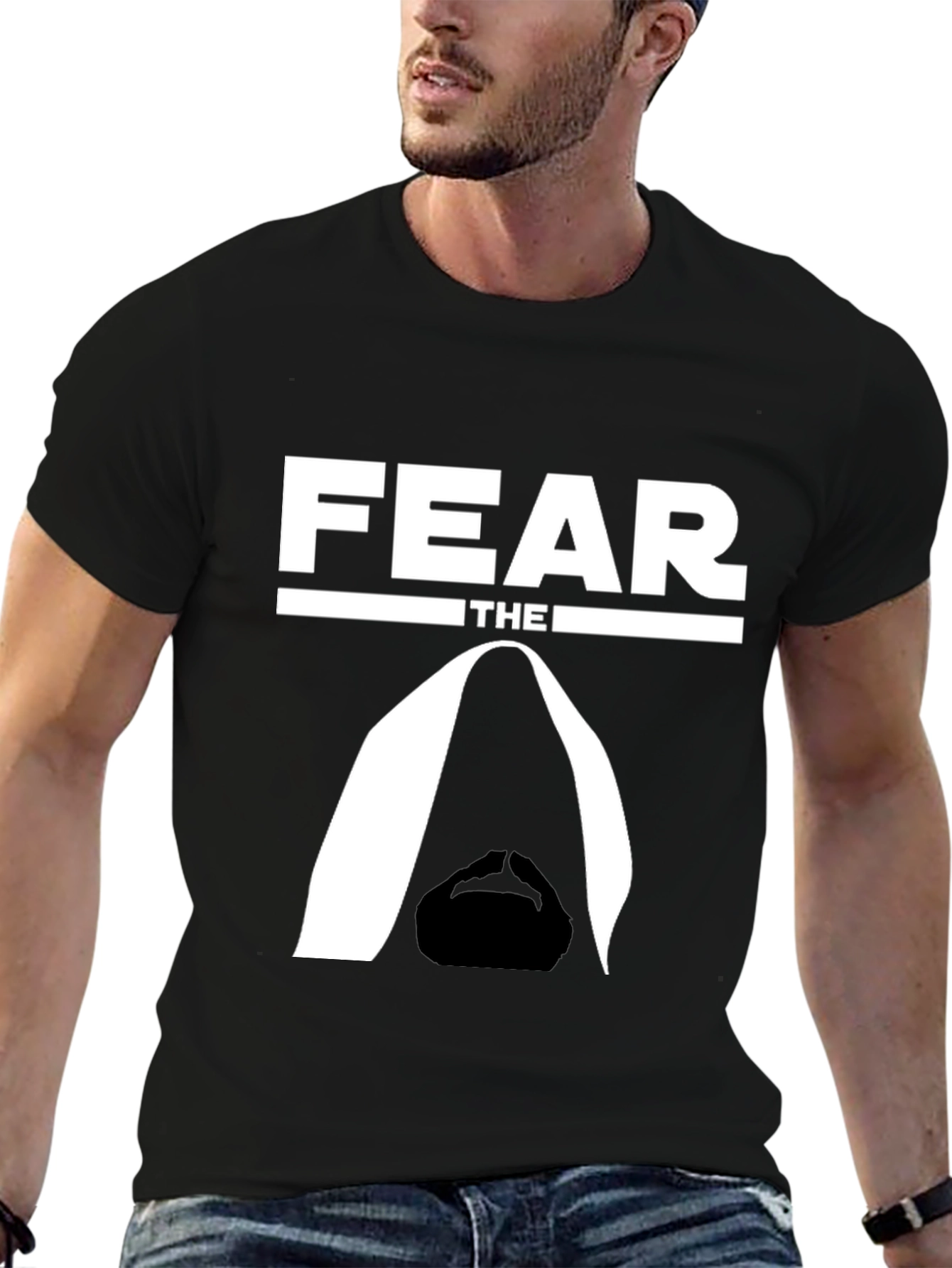Black Fear the Beard T-Shirt - Black Cotton Tee view 6