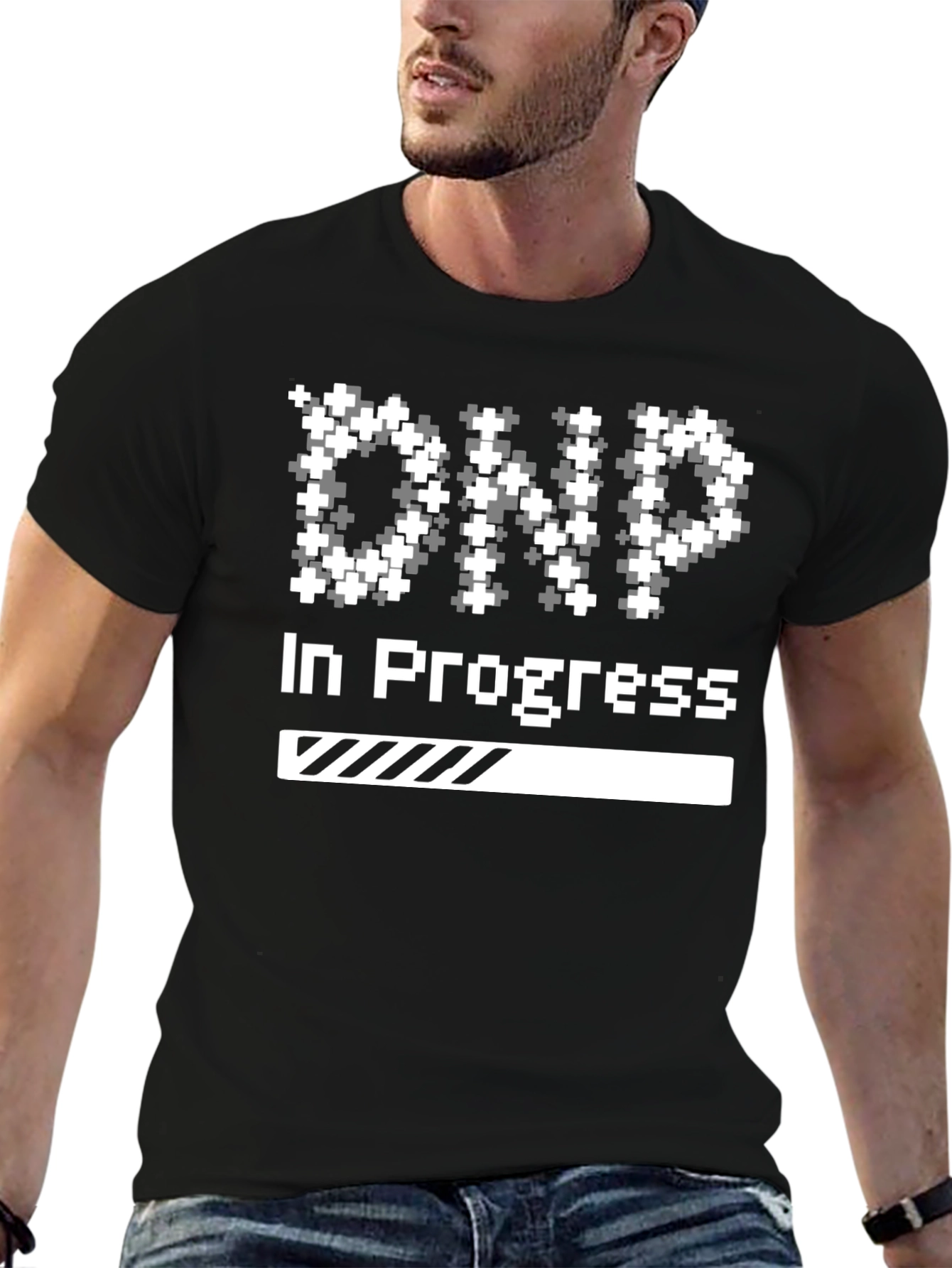Black DNP In Progress Funny T-Shirt view 6