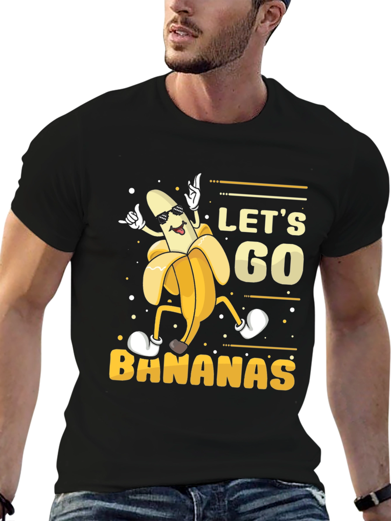 Black Let's Go Bananas! Graphic Tee view 6