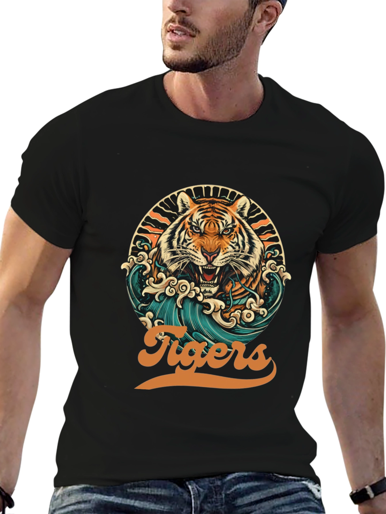 Black Tigers Graphic T-Shirt - Retro Design view 6