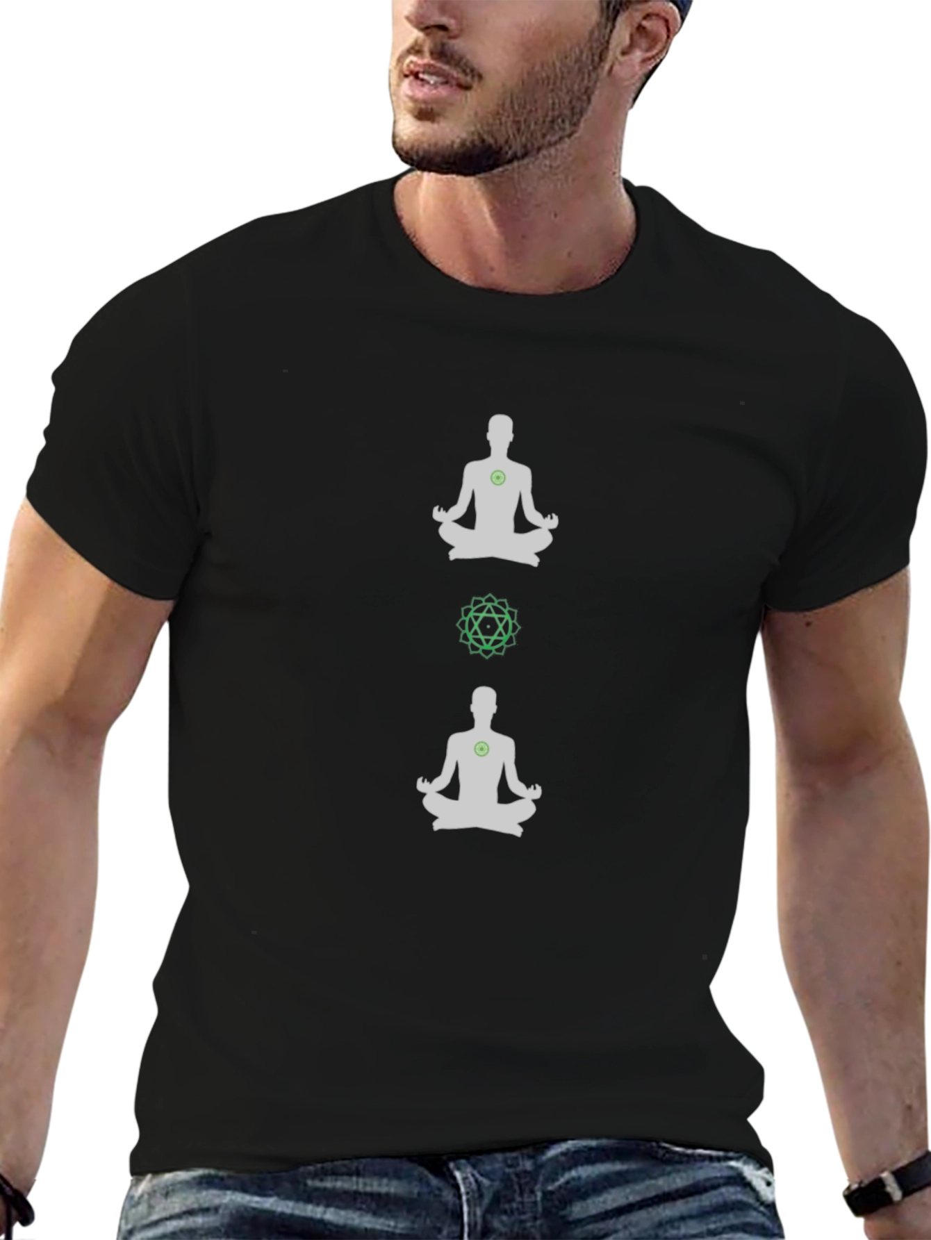 Black Meditate Chakra T-Shirt - Black Yoga Tee view 6