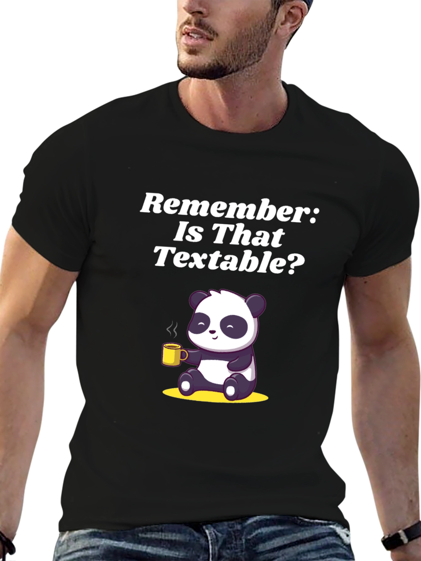 Black Is That Textable Panda Graphic Tee - Funny T-Shirt view 6