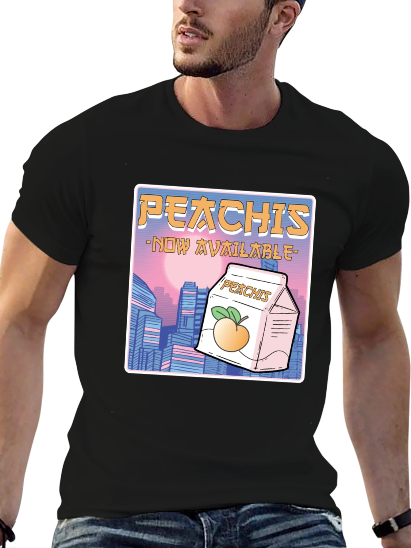 Black Peachis T-Shirt: Retro Anime Drink Tee view 6
