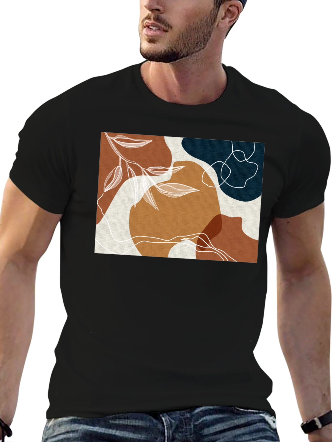 Black Abstract Art Graphic Tee - Modern Design view 6