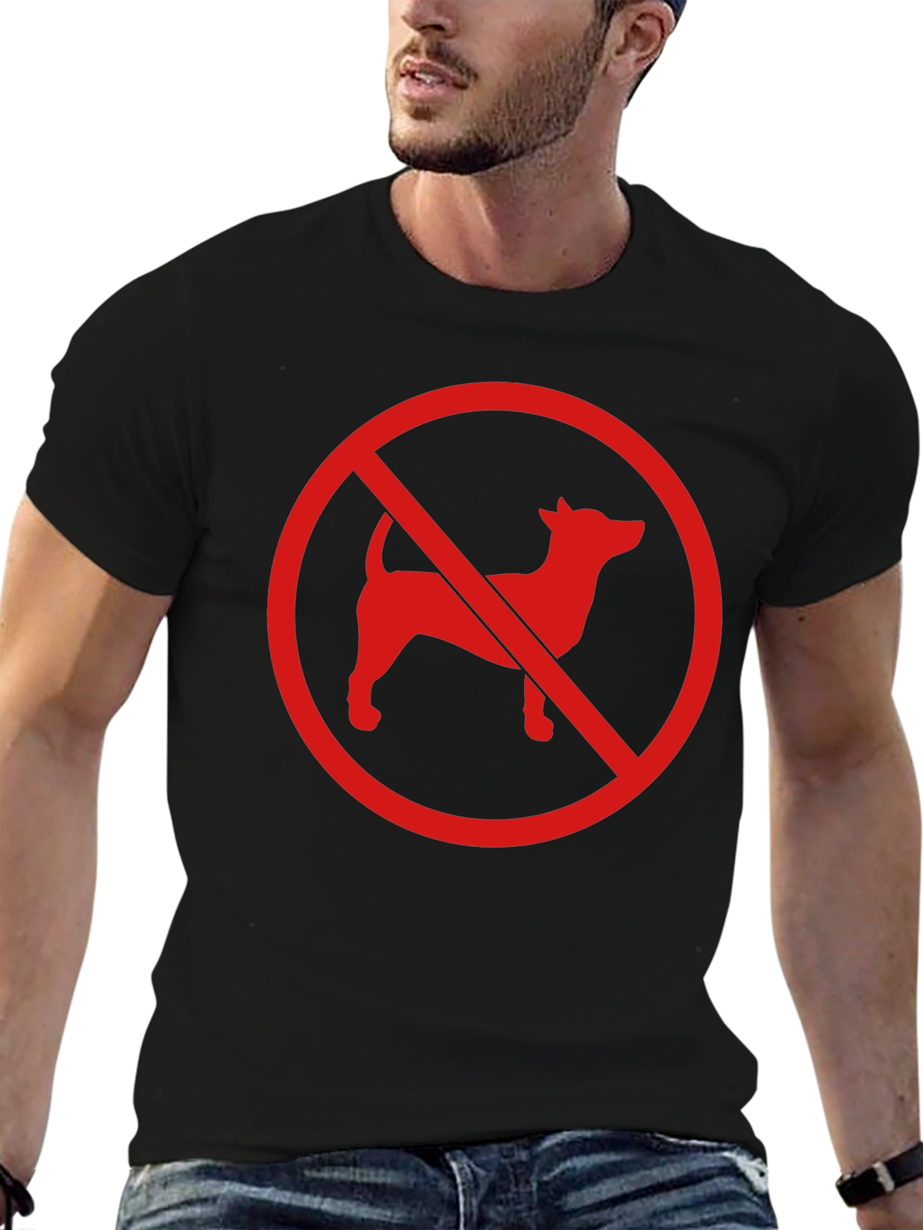 Black No Dogs Allowed Graphic Tee - Black Cotton Blend view 6