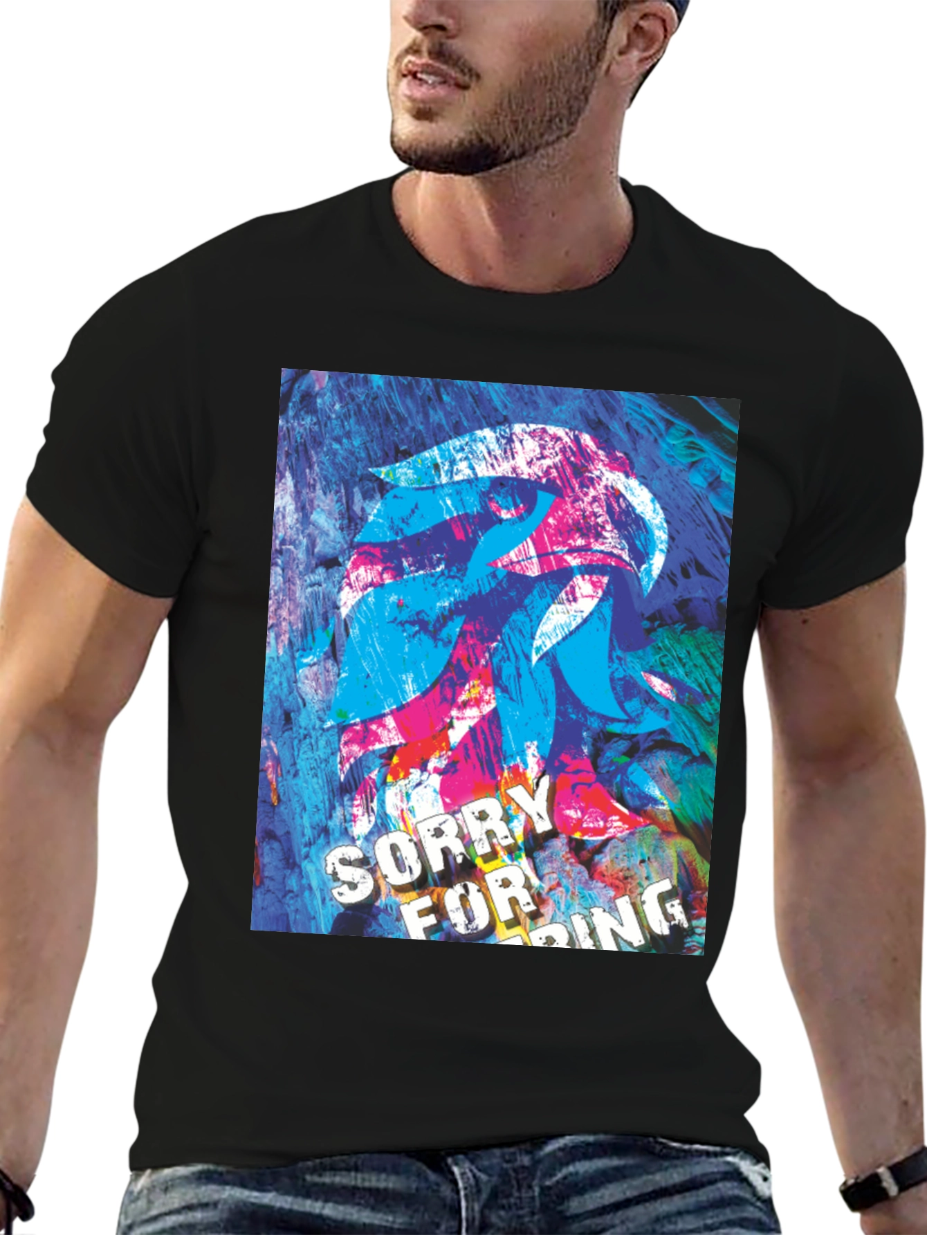 Black Abstract Graphic Tee - Sorry For Being Awesome view 6