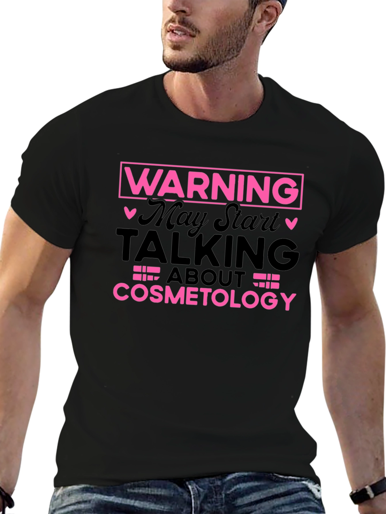 Black Warning Cosmetology T-Shirt view 6
