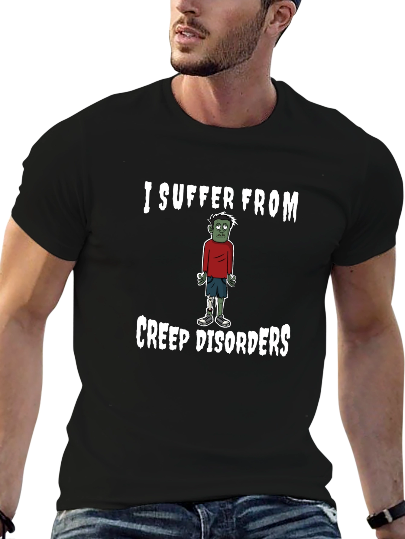 Black Creep Disorders Zombie Humor T-Shirt view 6