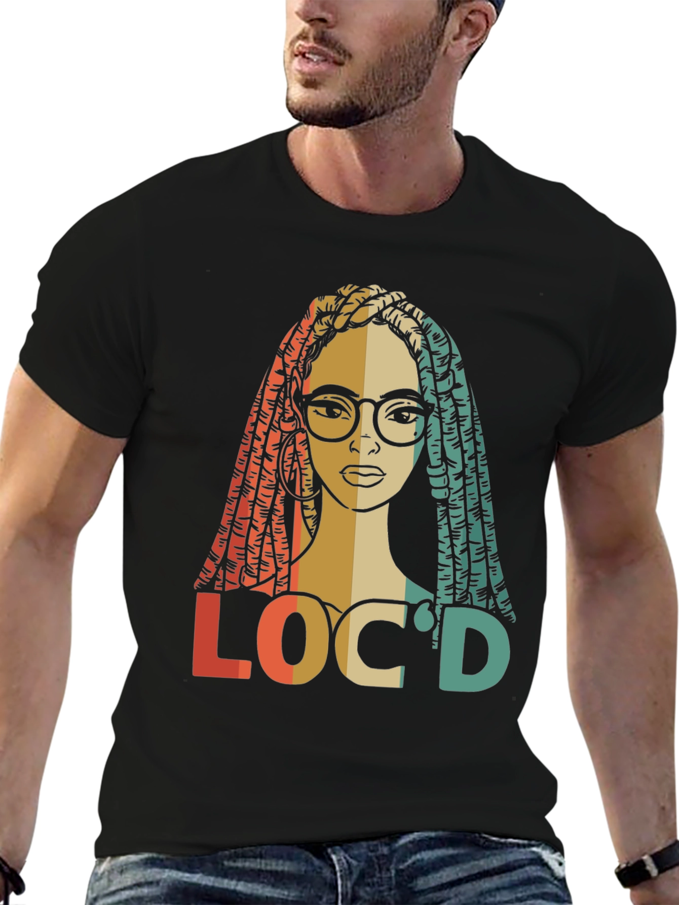 Black Loc'd Retro Graphic T-Shirt view 6