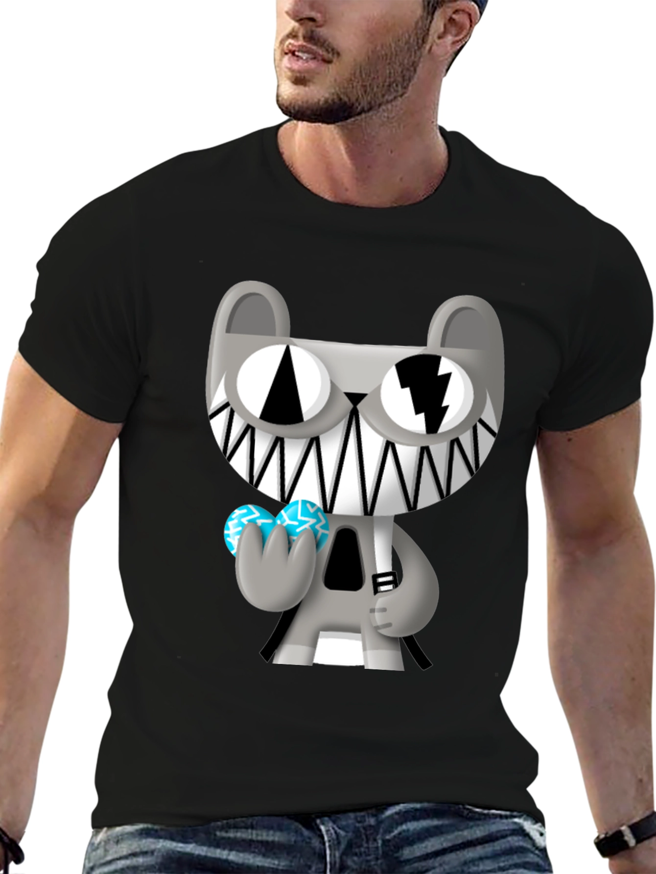 Black Cartoon Character Graphic T-Shirt view 6