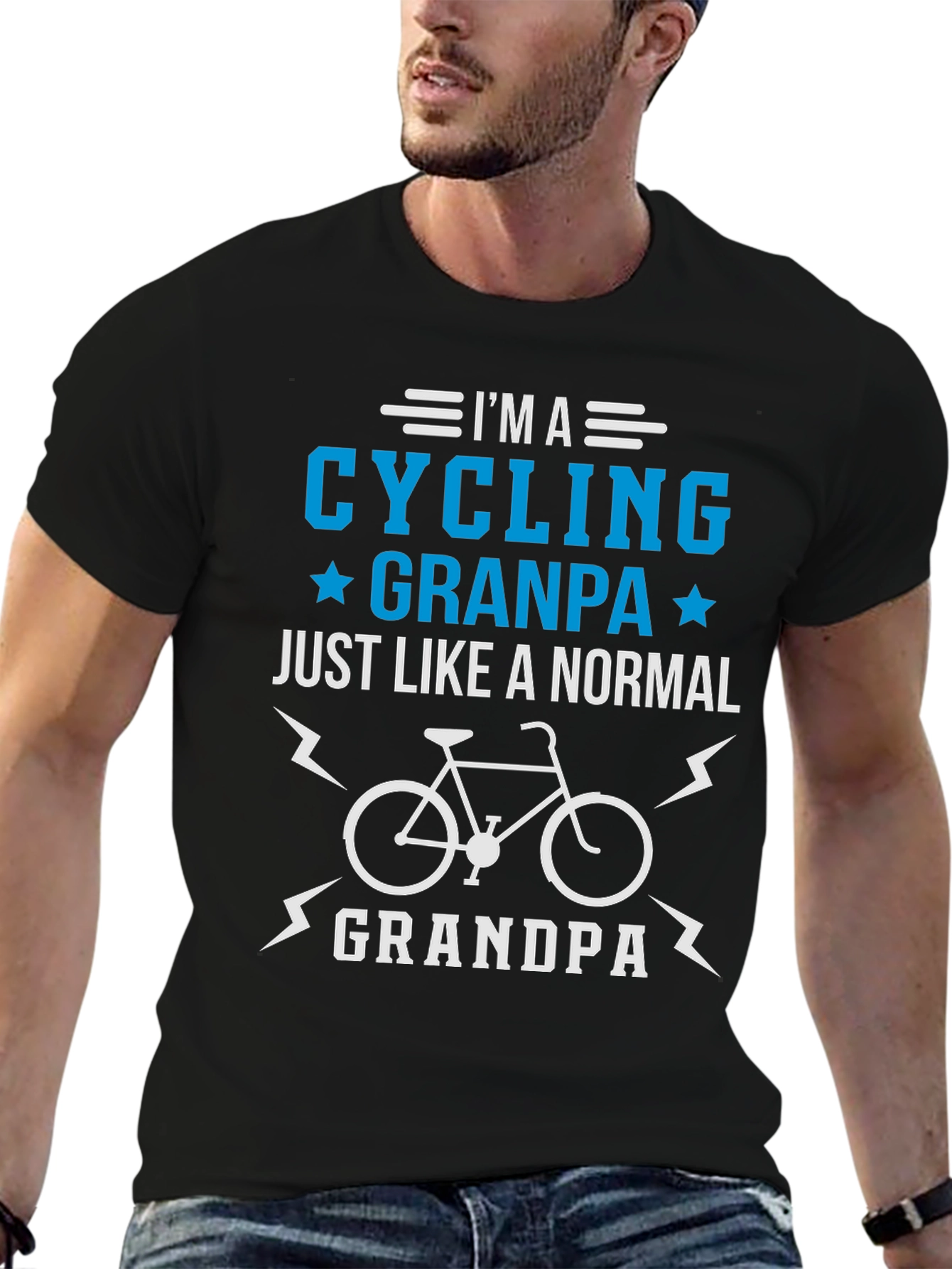 Black Cycling Grandpa T-Shirt - Cool Gift for Grandfathers view 6
