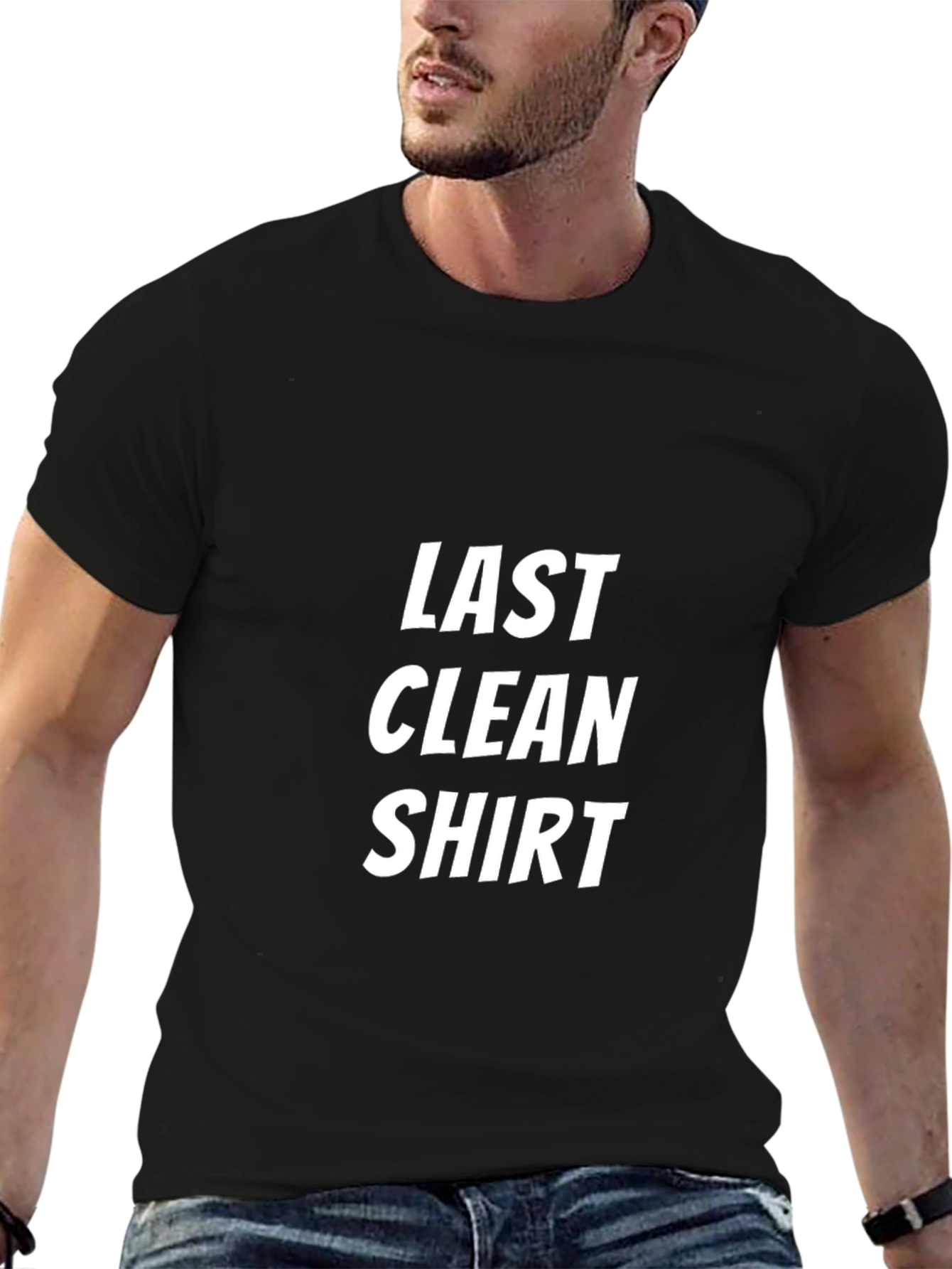 Black Last Clean Shirt Graphic Tee - Black Cotton Blend view 6