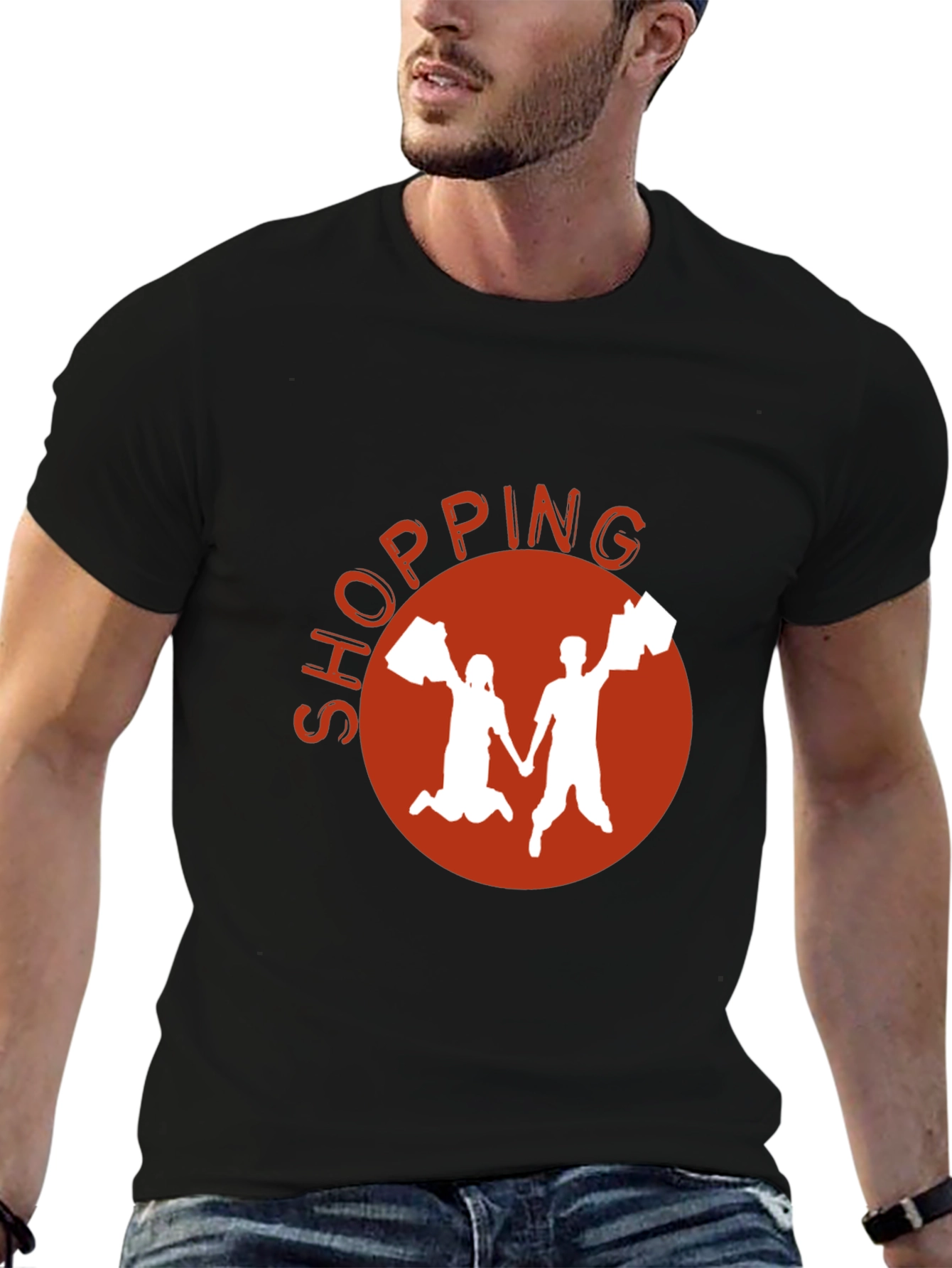 Black Shopping Spree Tee - Unisex Cotton Graphic T-Shirt view 6