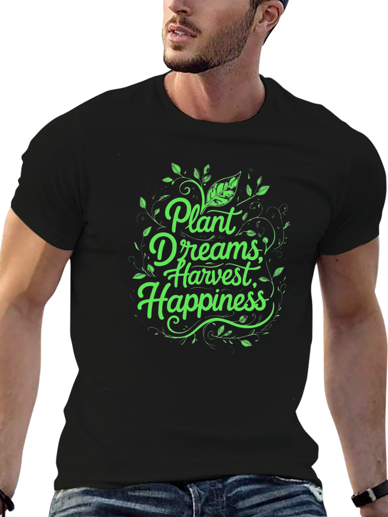 Black Plant Dreams Harvest Happiness T-Shirt view 6