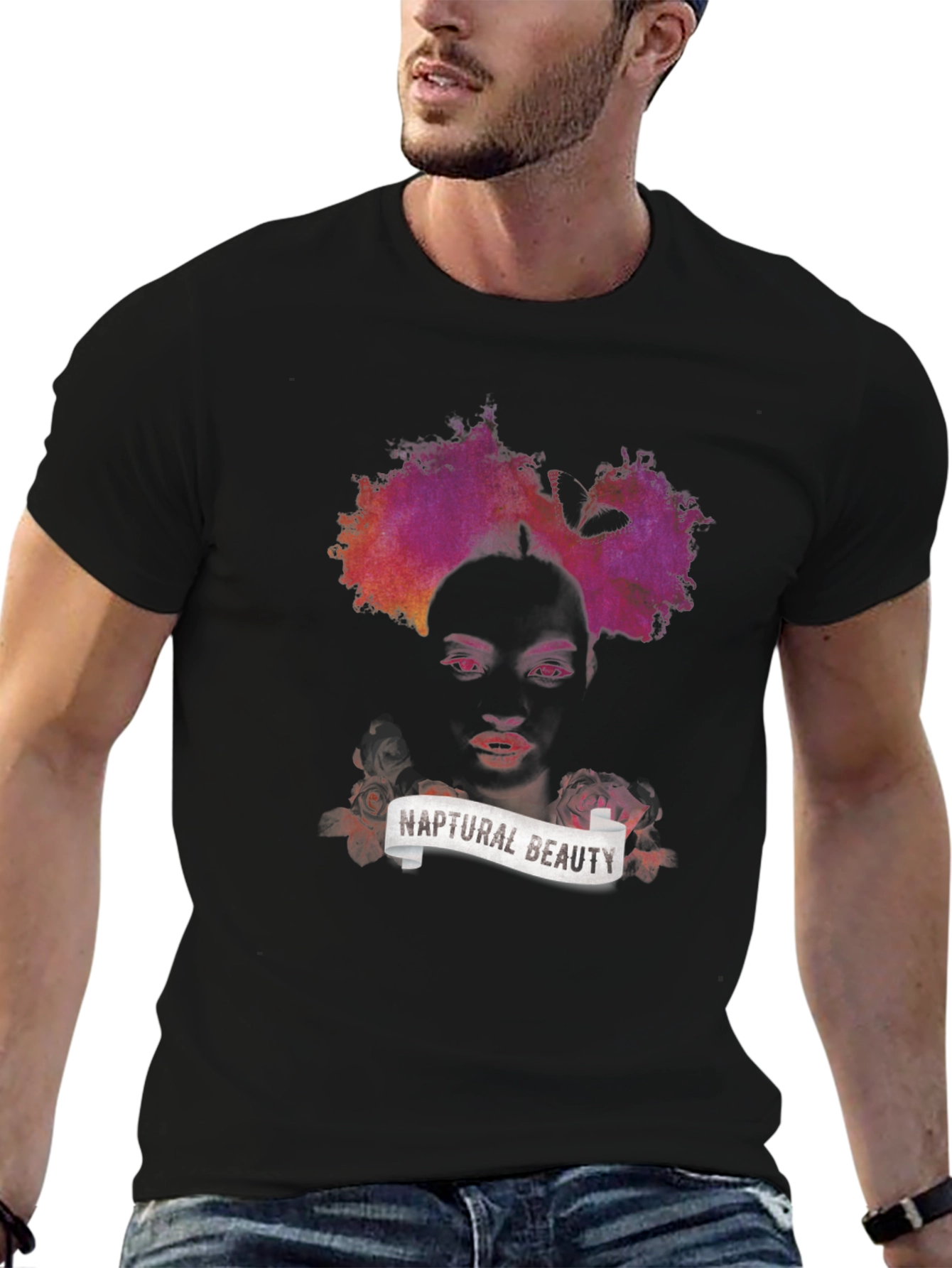 Black Naptural Beauty Graphic Tee - Black Unisex T-Shirt view 6