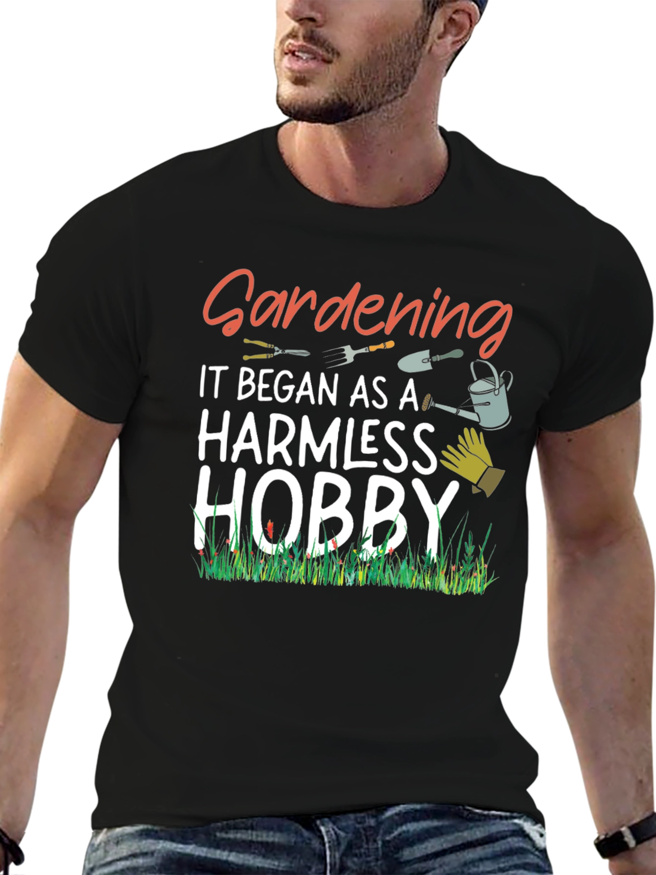 Black Gardening Hobby T-Shirt view 6
