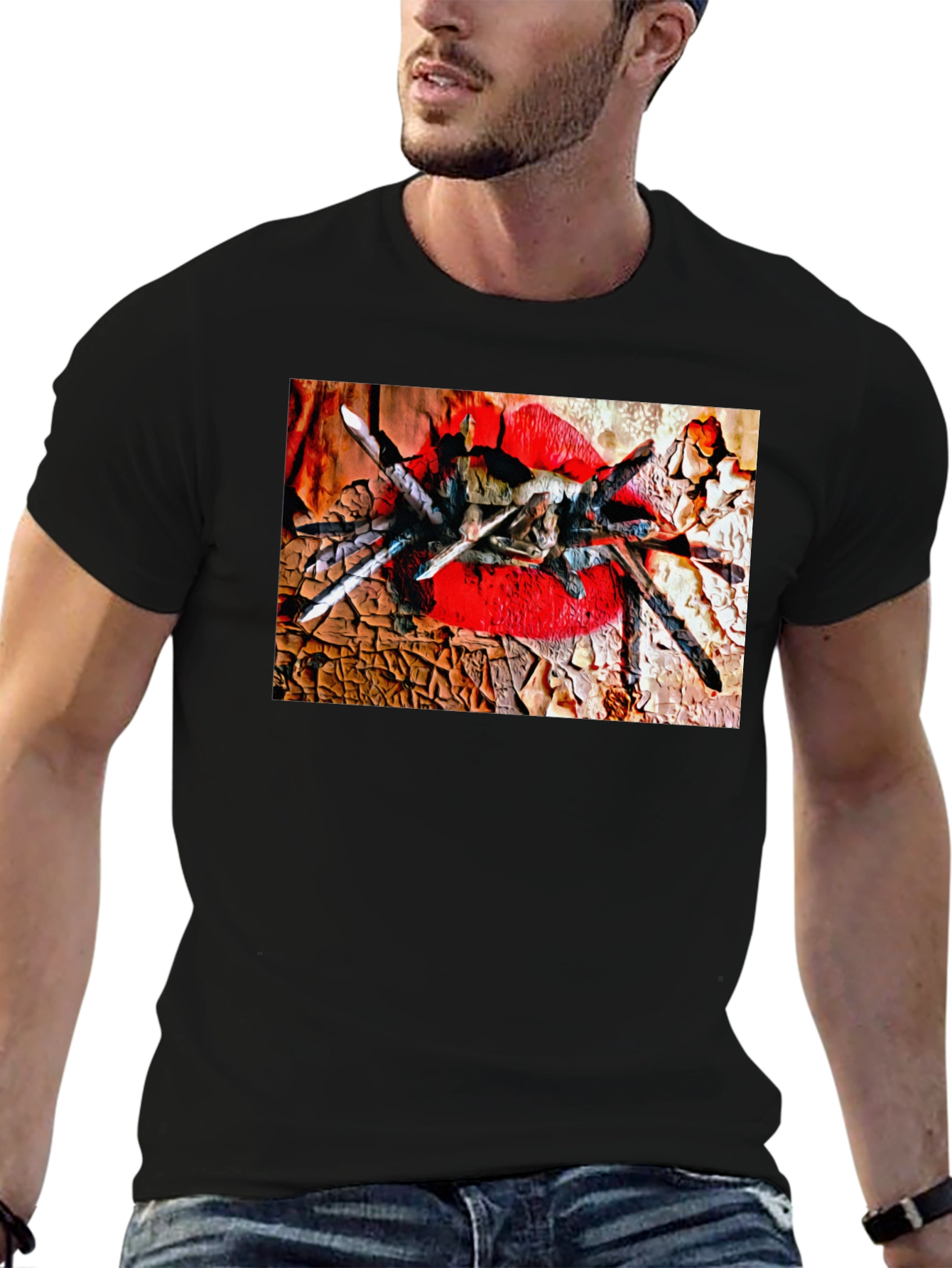 Black Tarantula Lips Graphic Black T-Shirt view 6