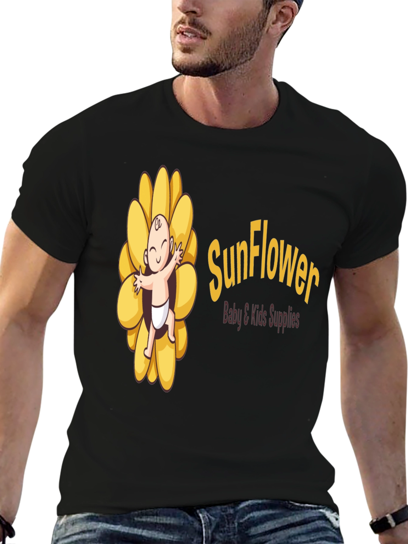 Black Sunflower Baby & Kids Supplies Black T-Shirt view 6
