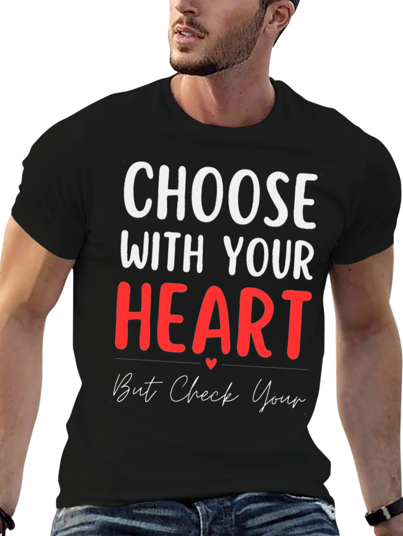 Black Choose with Your Heart Graphic T-Shirt view 6