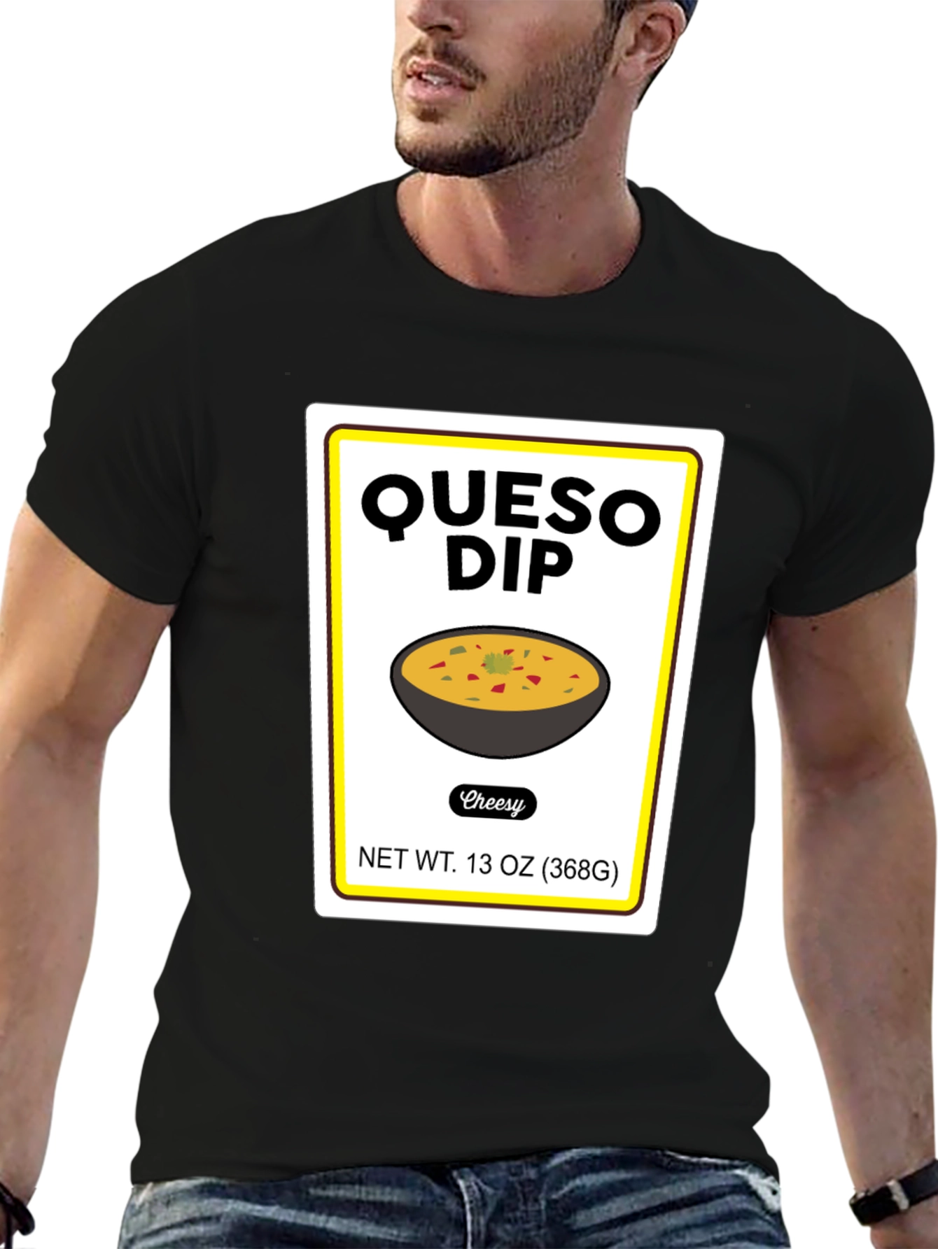 Black Queso Dip T-Shirt - Humorous Foodie Tee view 6