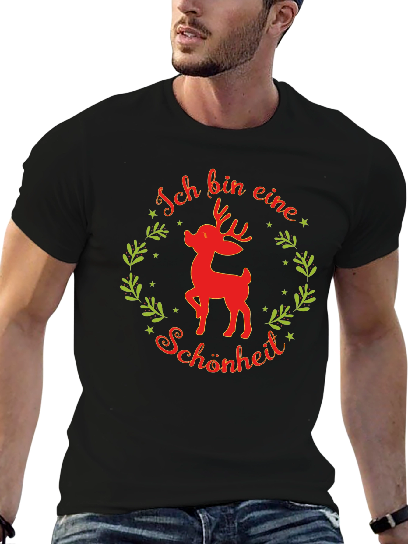 Black Festive Reindeer T-Shirt - Ich Bin Eine Schönheit view 6
