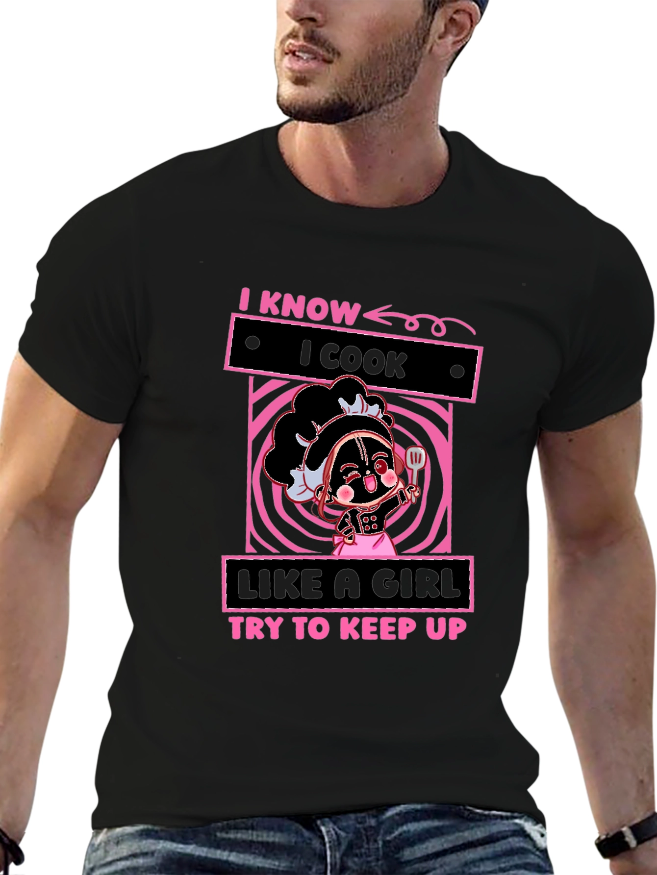 Black I Know I Cook Like A Girl T-Shirt view 6