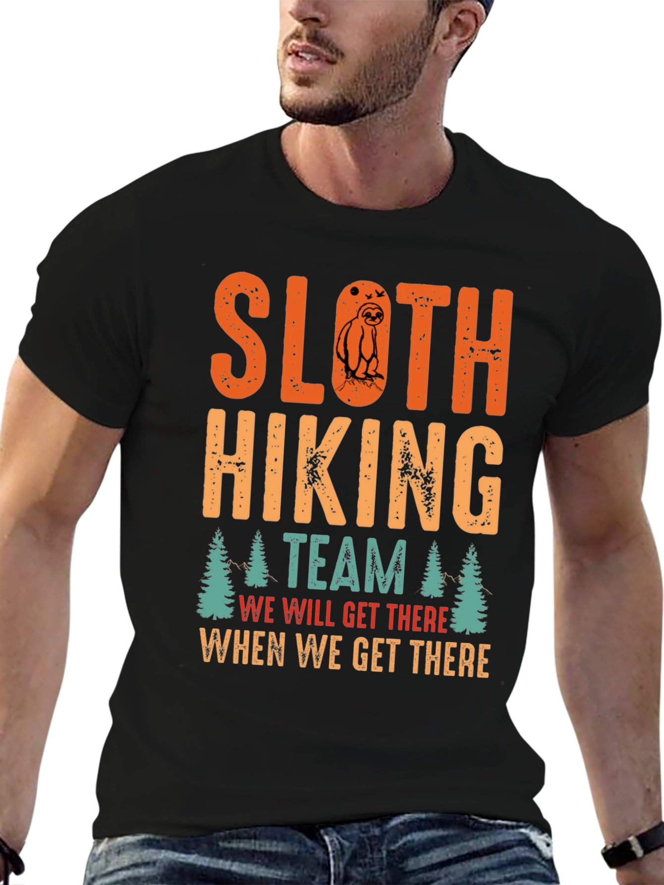 Black Sloth Hiking Team T-Shirt - Funny Adventure Tee view 6