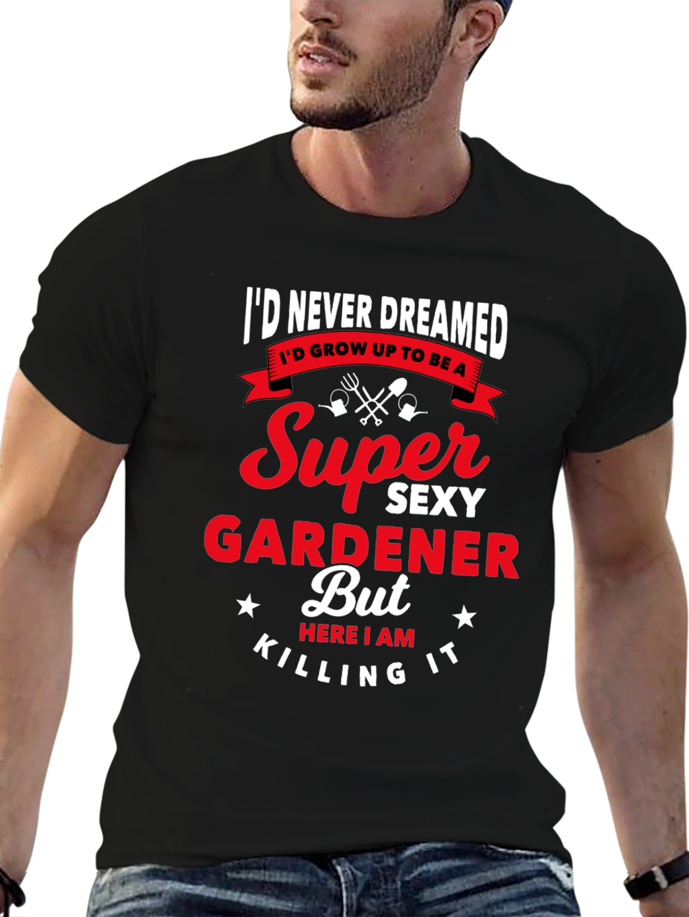 Black Super Sexy Gardener Graphic T-Shirt view 6