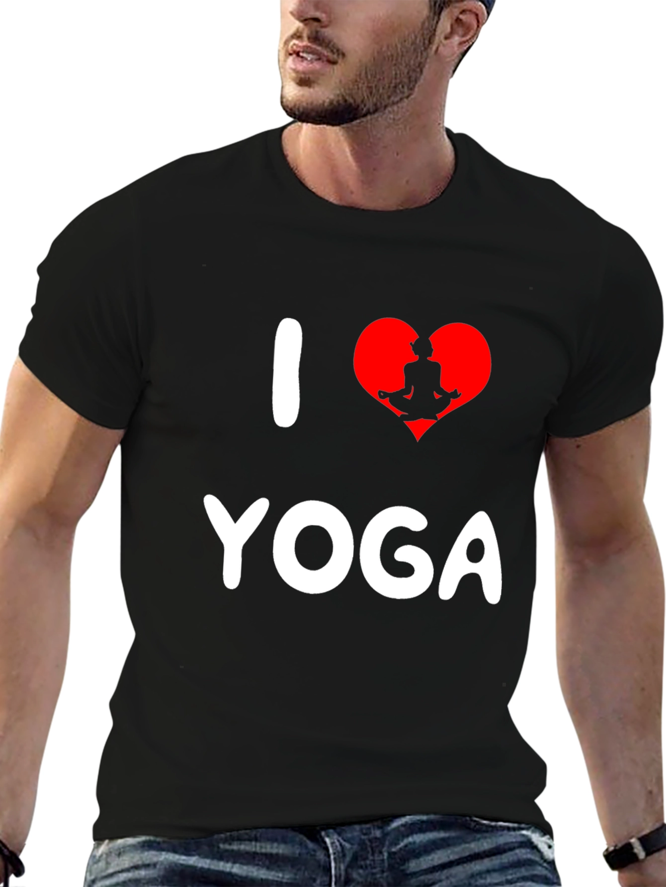 Black I Love Yoga T-Shirt - Stylish Cotton Tee view 6