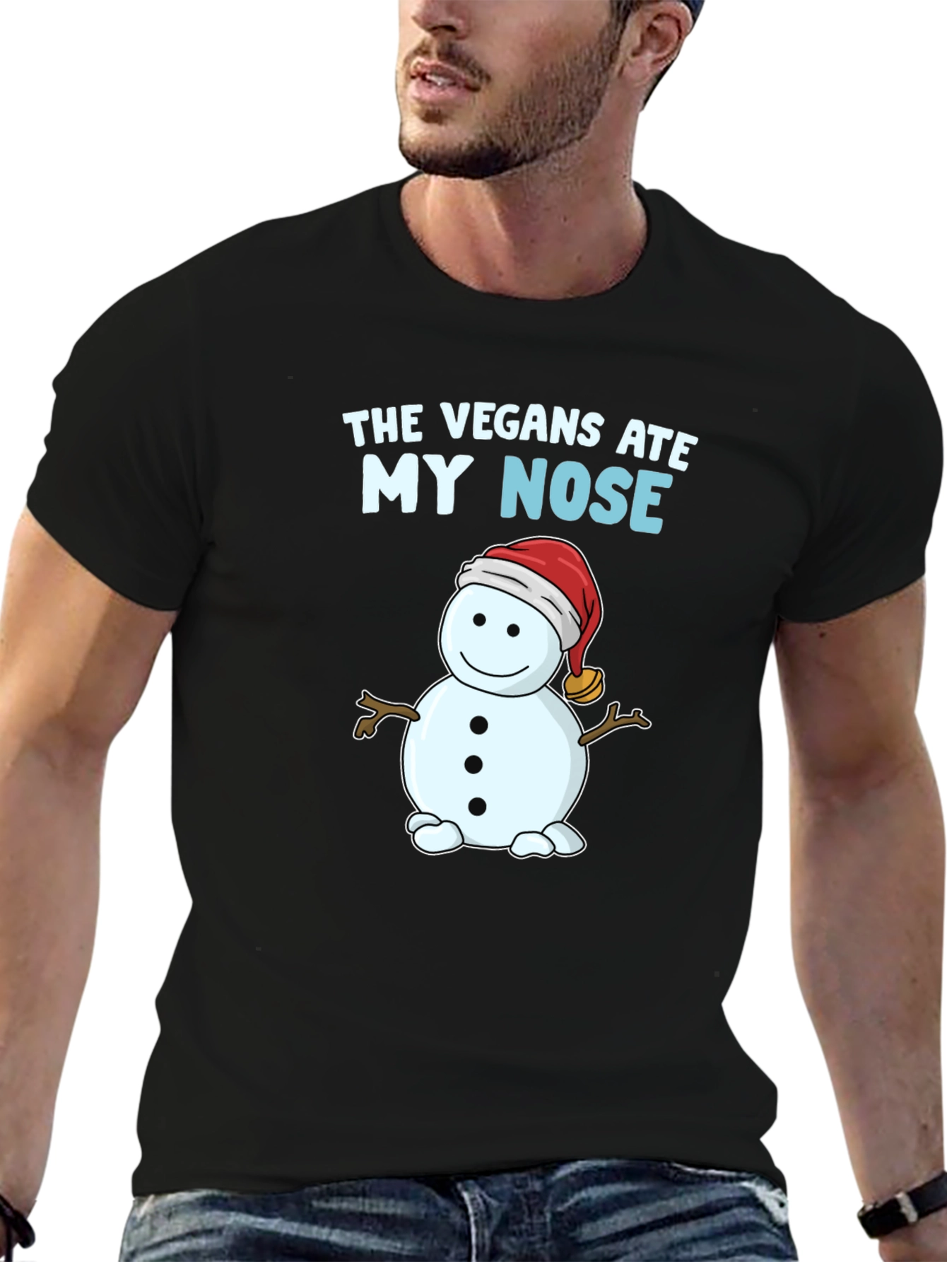 Black The Vegans Ate My Nose T-Shirt Snowman Funny view 6