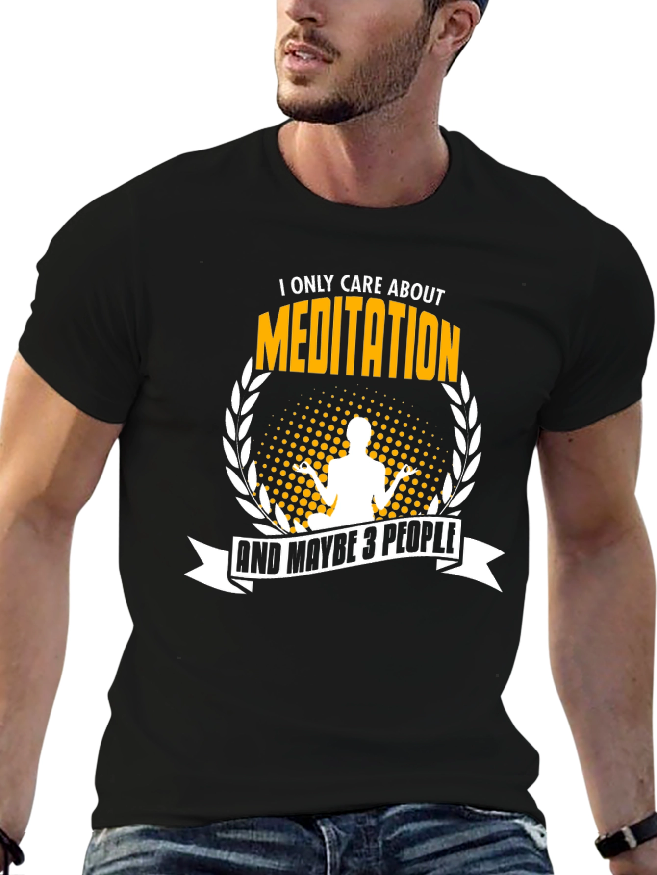 Black Meditation Graphic T-Shirt - I Only Care About Meditation view 6