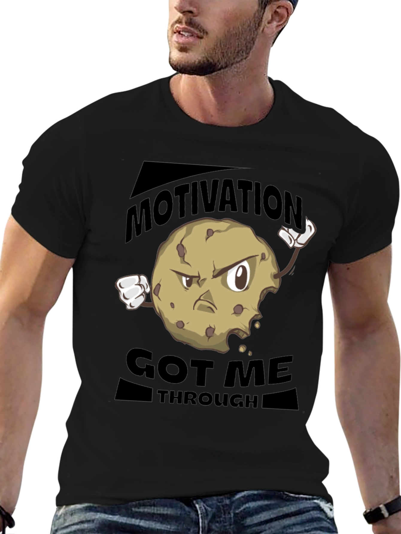 Black Motivational Cookie T-Shirt - Get Through Anything! view 6