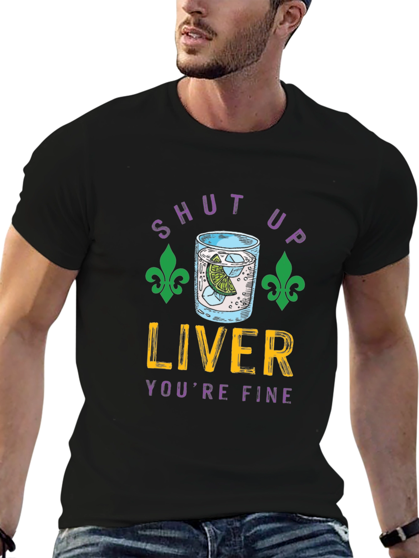 Black Shut Up Liver Funny Party T-Shirt view 6