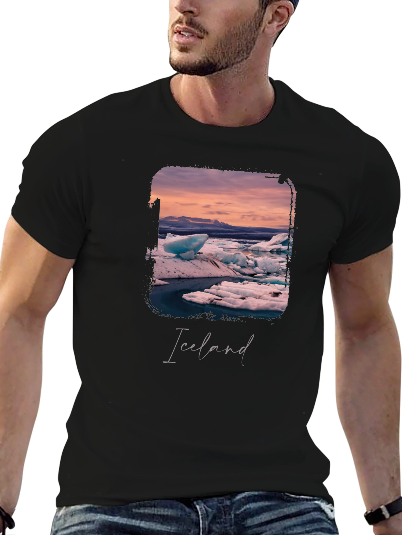 Black Iceland Glacier Graphic Black T-Shirt view 6
