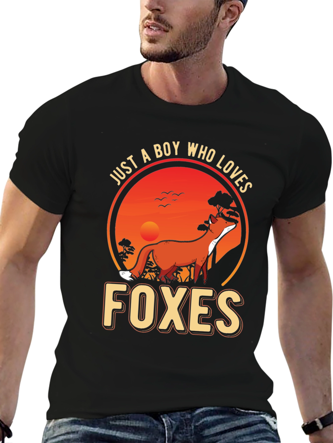 Black Boy Who Loves Foxes Graphic Tee view 6