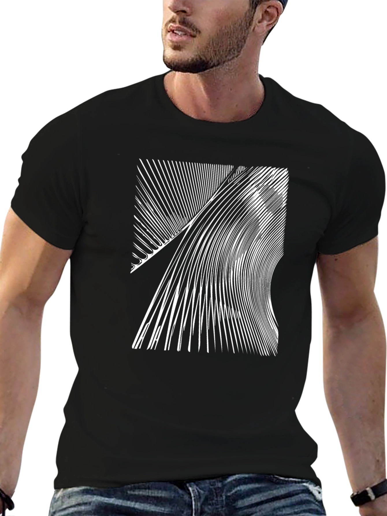 Black Abstract Graphic Print Black T-Shirt view 6