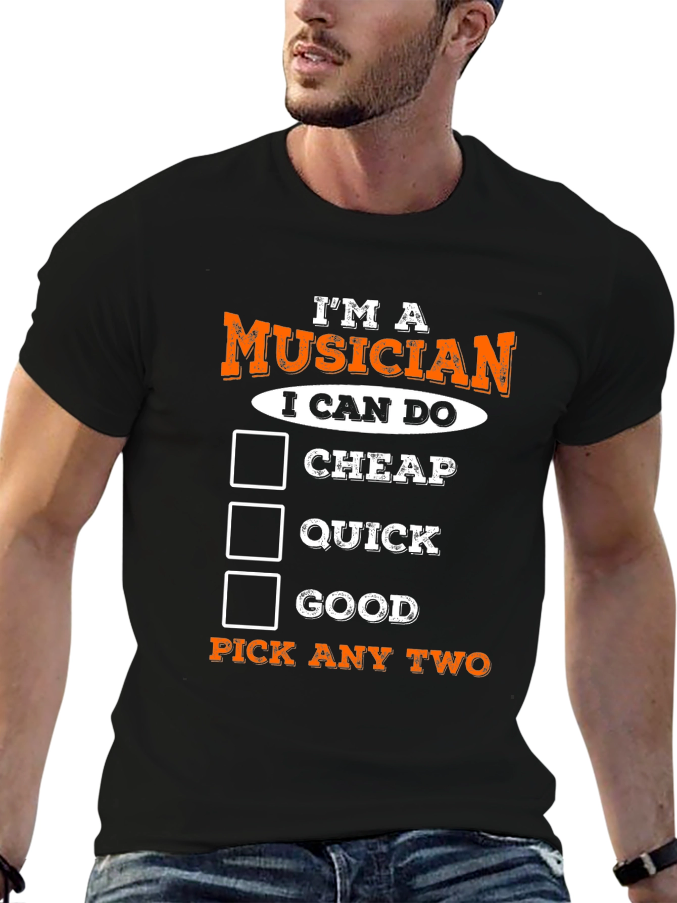 Black Musician Pick Two T-Shirt Funny Music Tee view 6