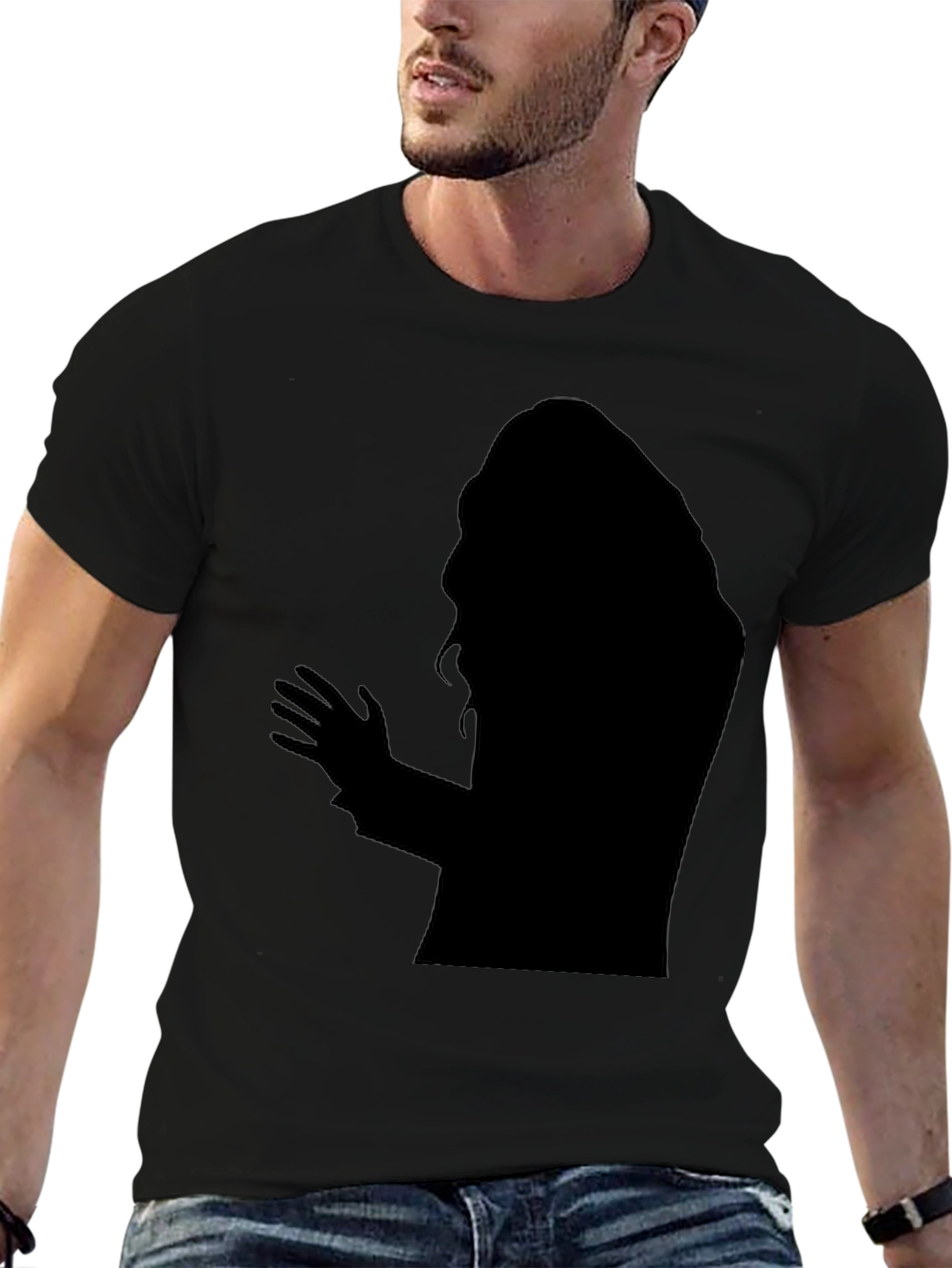 Black Silhouette Graphic T-Shirt - Men's Black Tee view 6