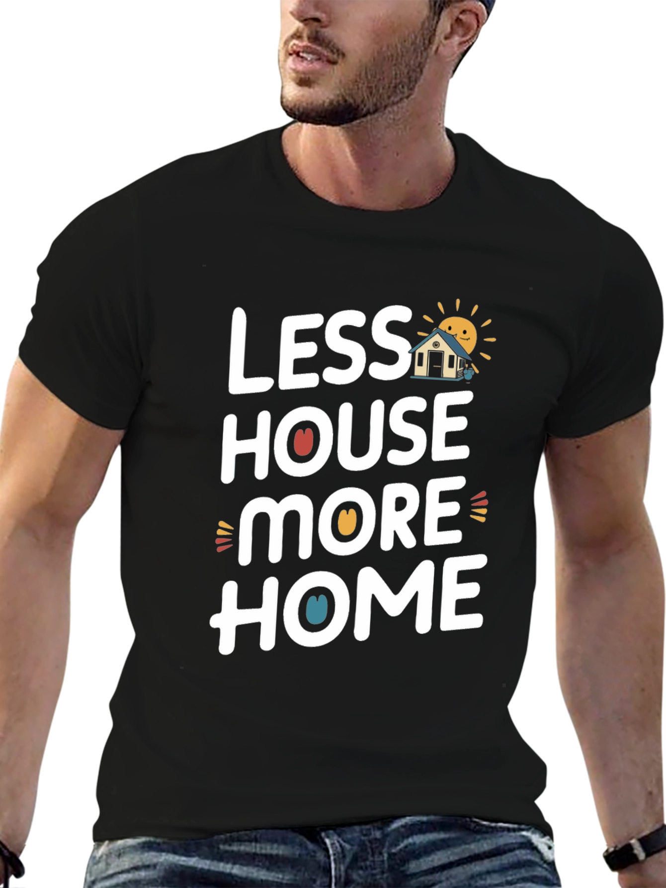 Black Less House More Home Graphic Tee - Black view 6