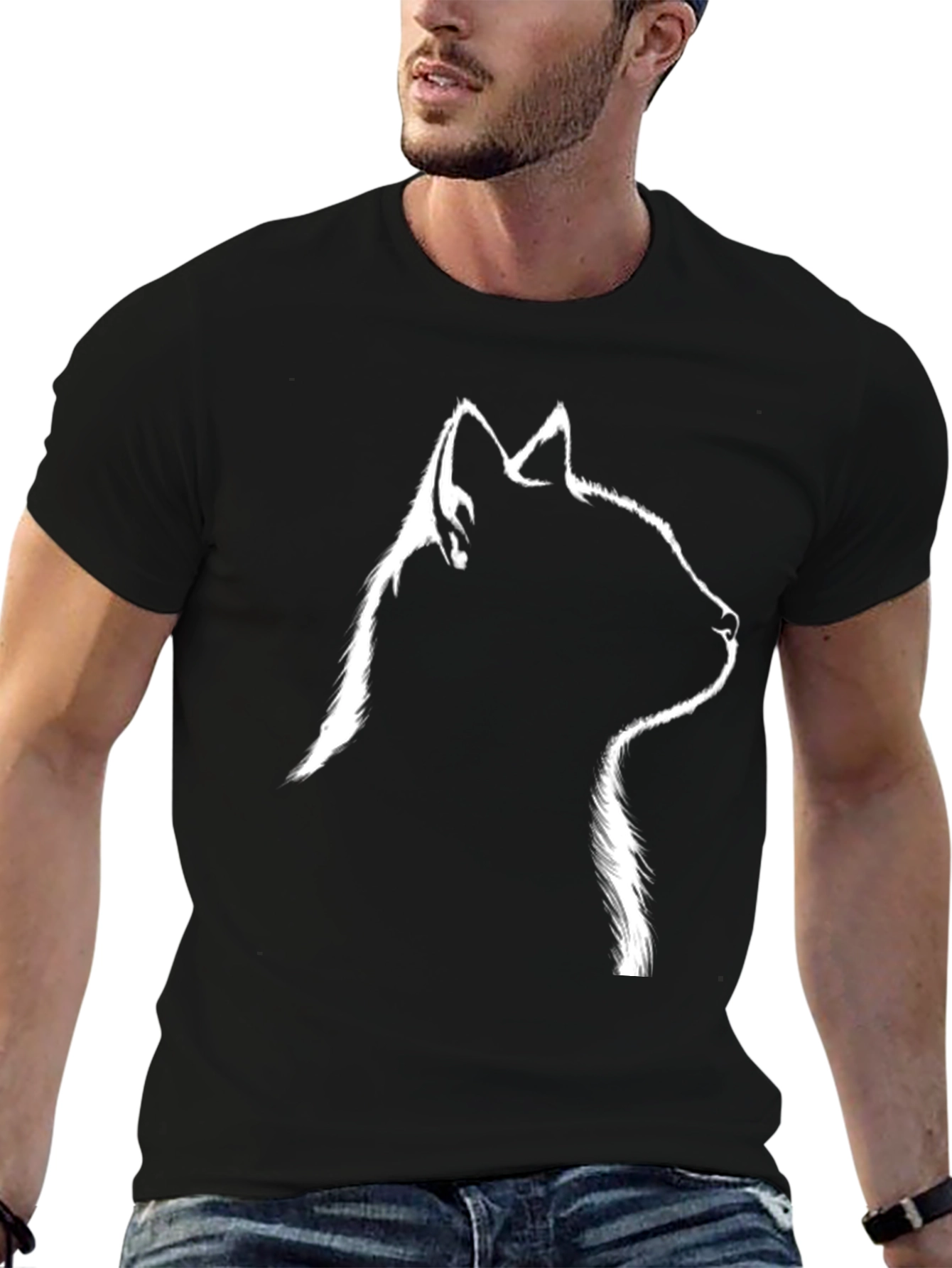 Black Black Cat Silhouette T-Shirt view 6