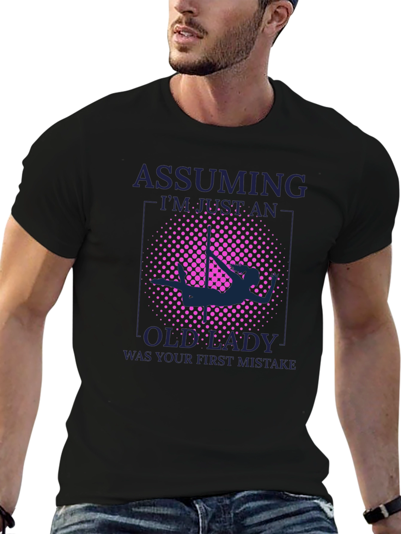 Black Assuming Old Lady Graphic T-Shirt - Pole Dancing view 6