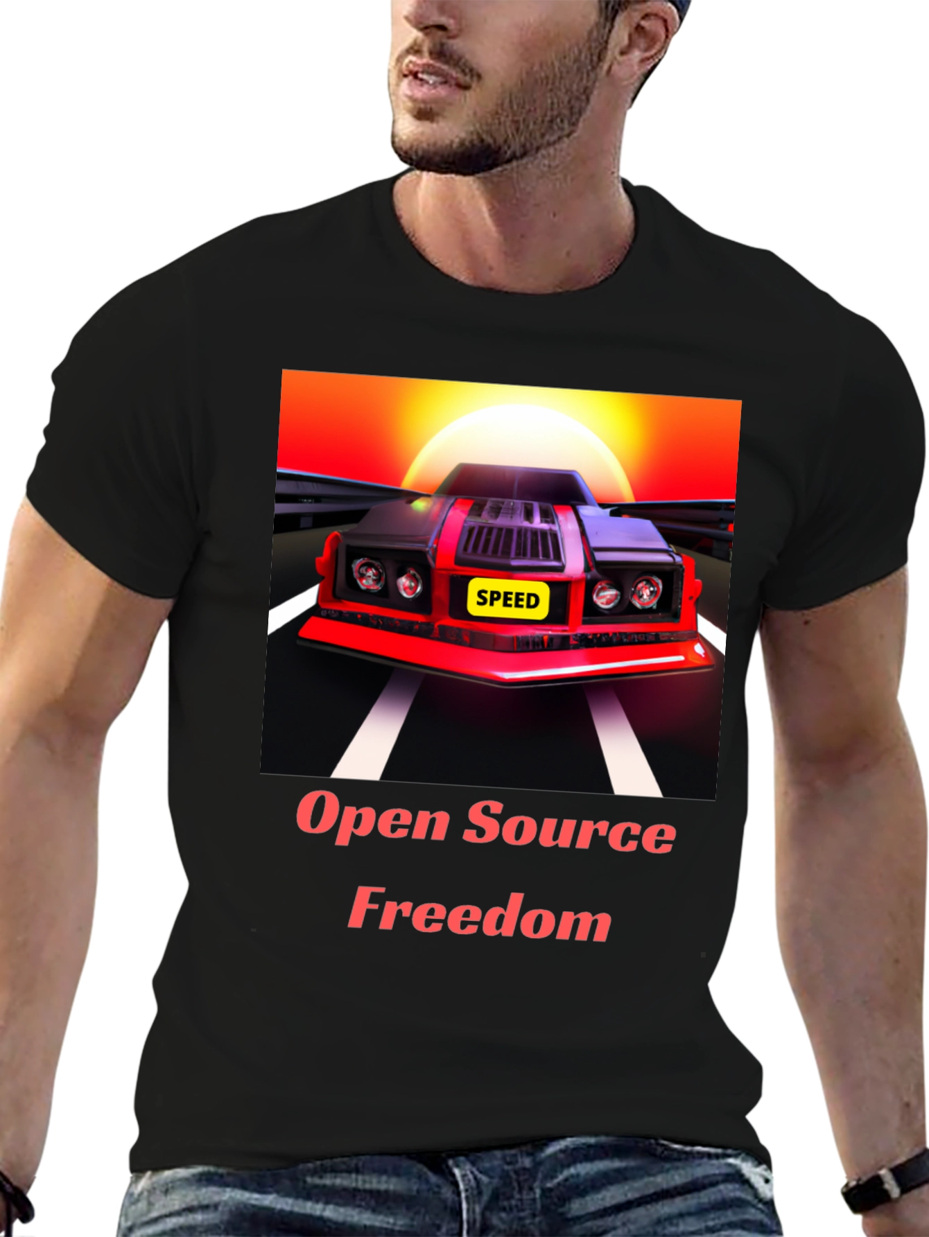 Black Open Source Freedom Graphic Tee view 6