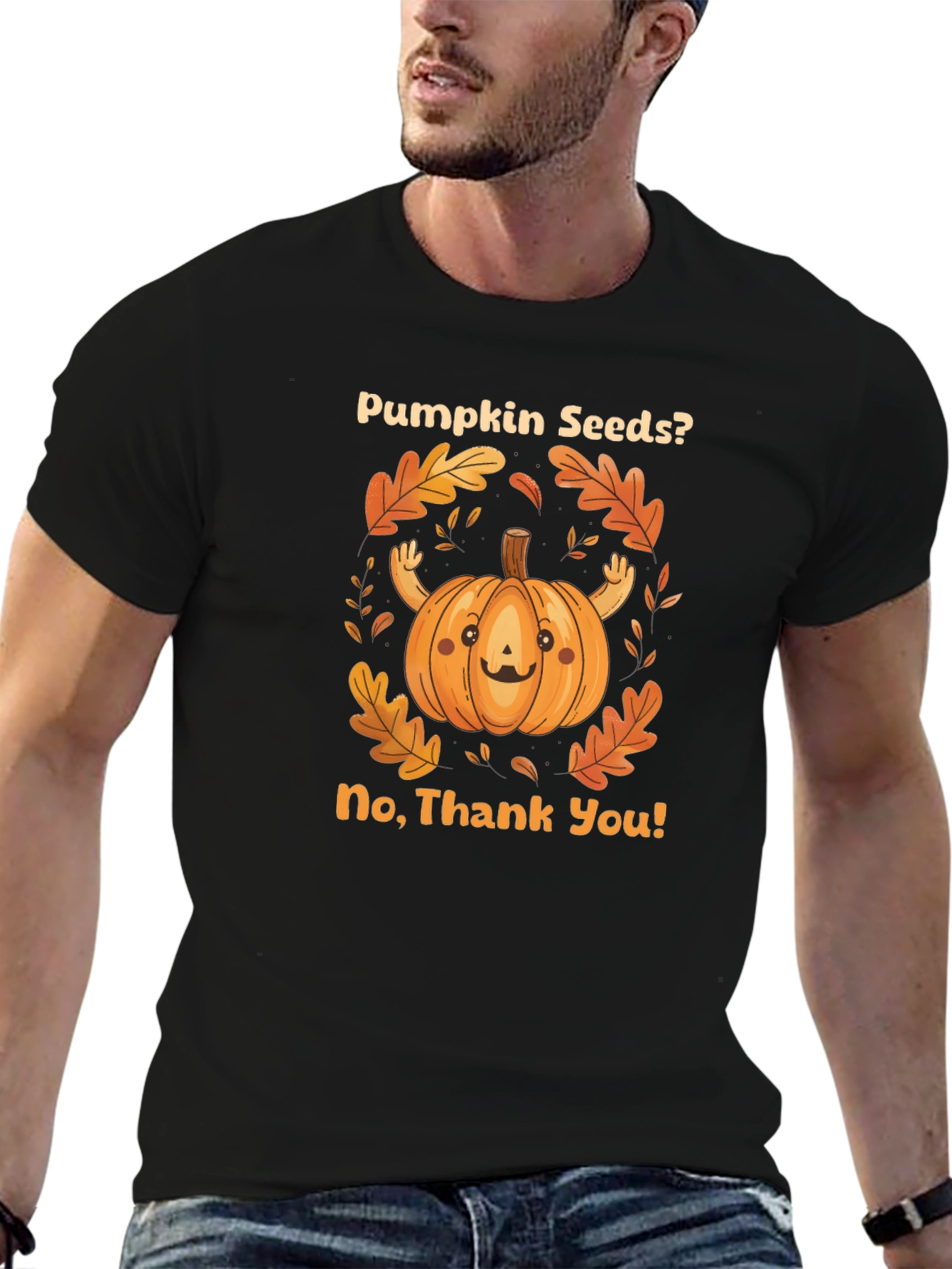 Black Pumpkin Seeds? No Thank You! Graphic T-Shirt view 6