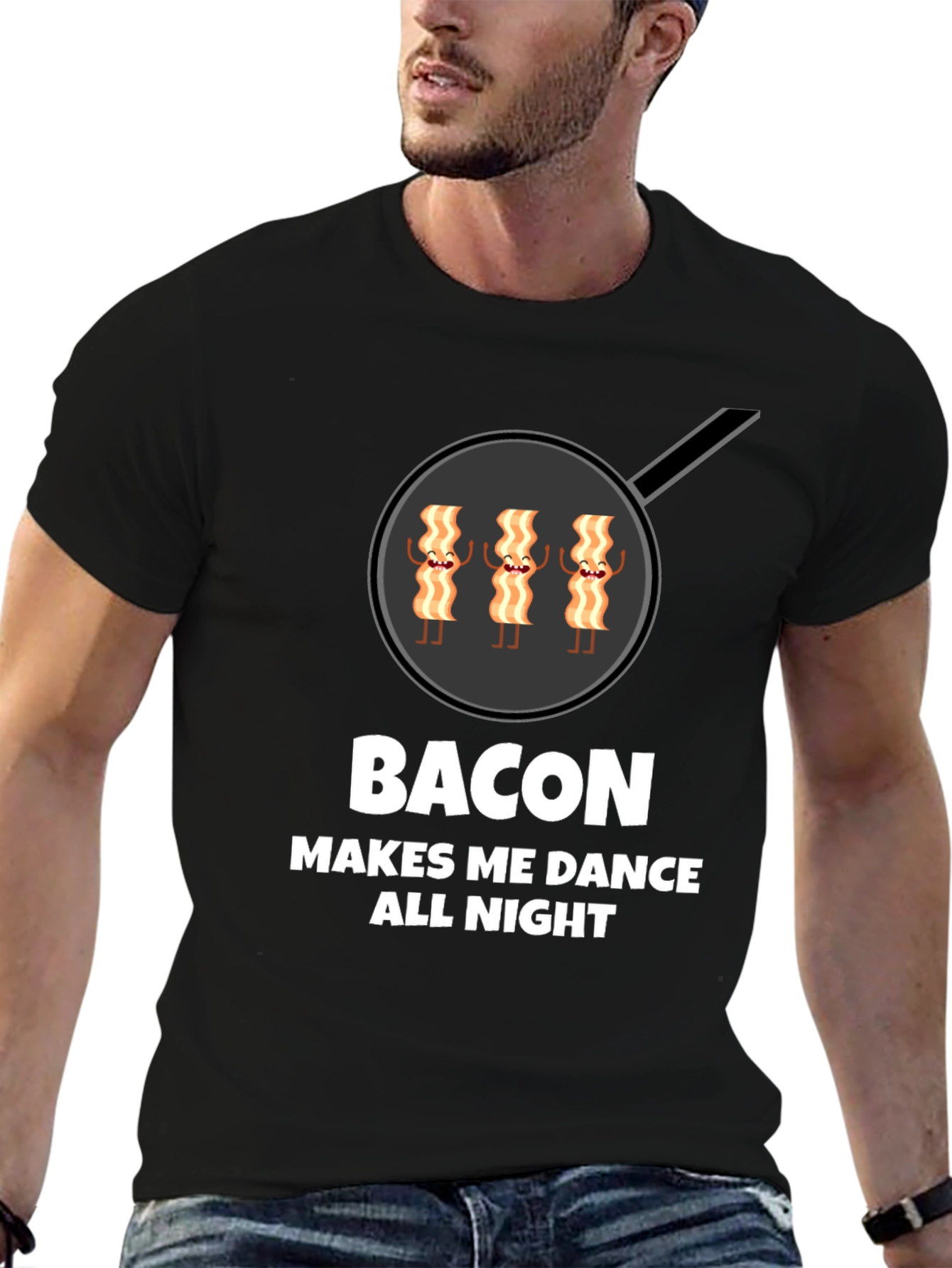 Black Bacon Makes Me Dance All Night Graphic T-Shirt view 6