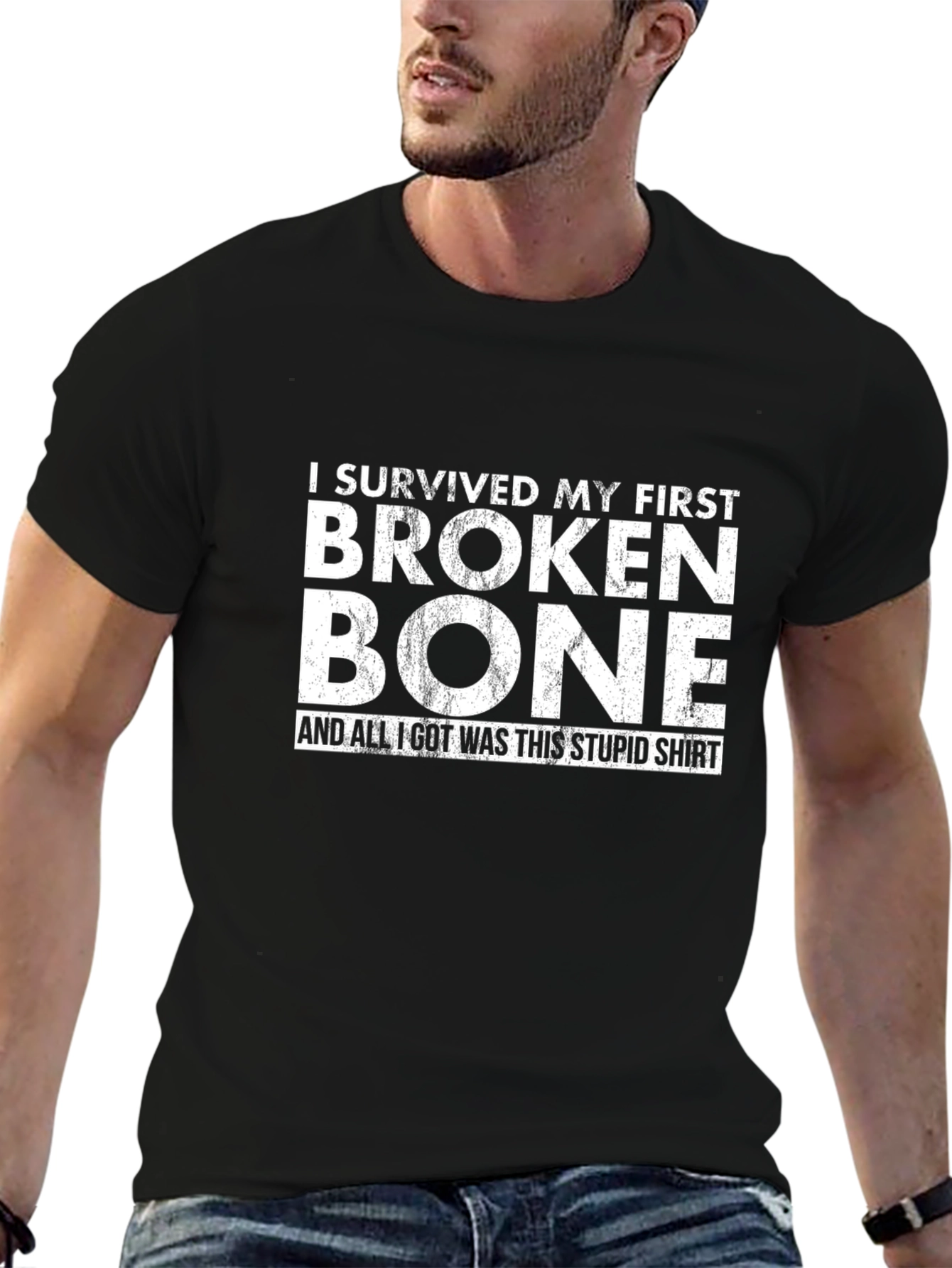 Black Broken Bone Survivor Graphic T-Shirt view 6