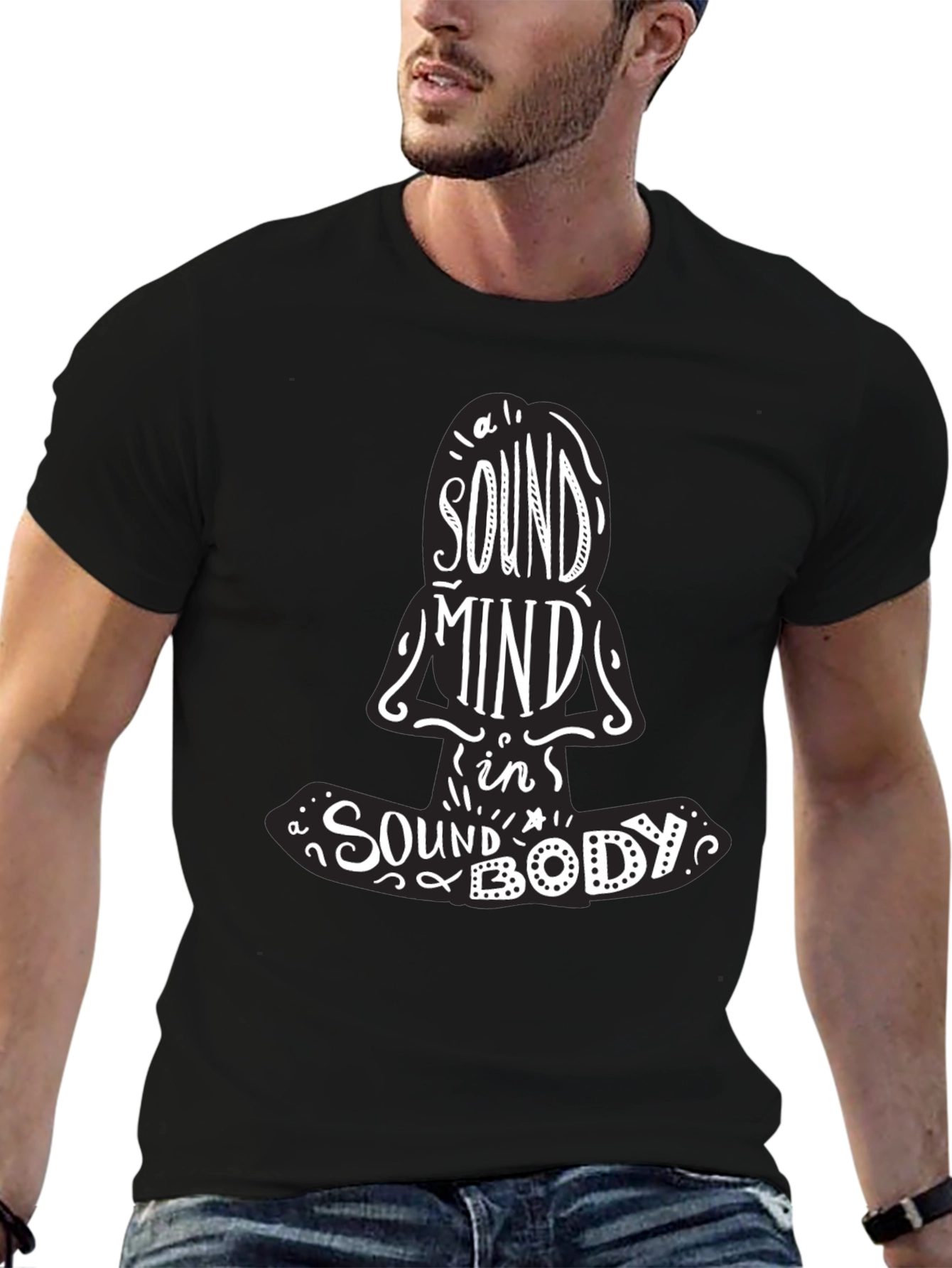 Black Sound Mind in a Sound Body Graphic Tee - Unisex Black T-Shirt view 6